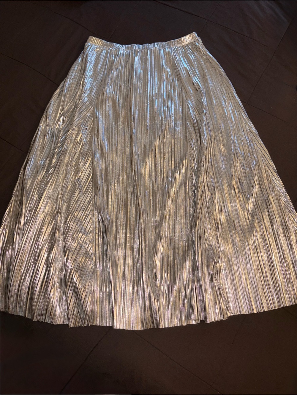 Anthropologie Metallic Pleated Maxi Skirt in Silver size Medium - Picture 15 of 15